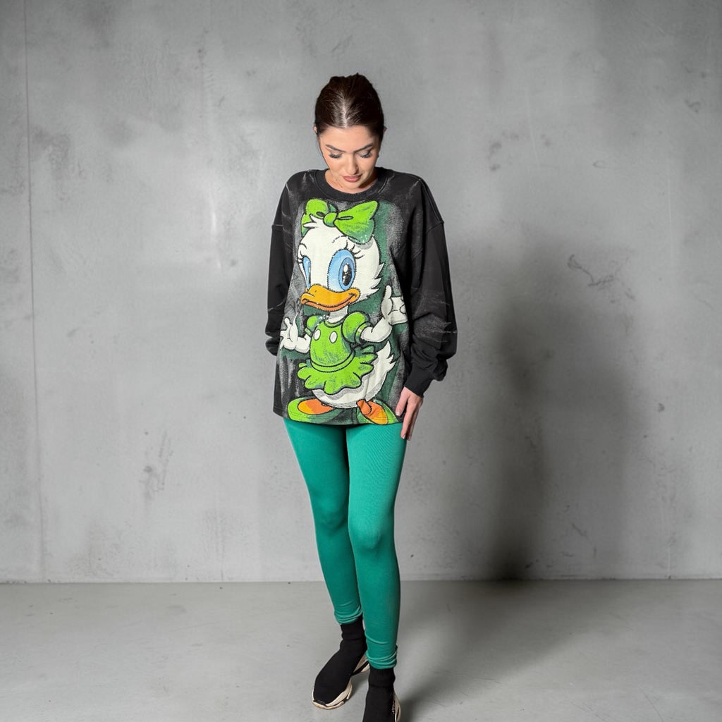 Hanorac Oversized Disney Daisy Duck – Black & Green