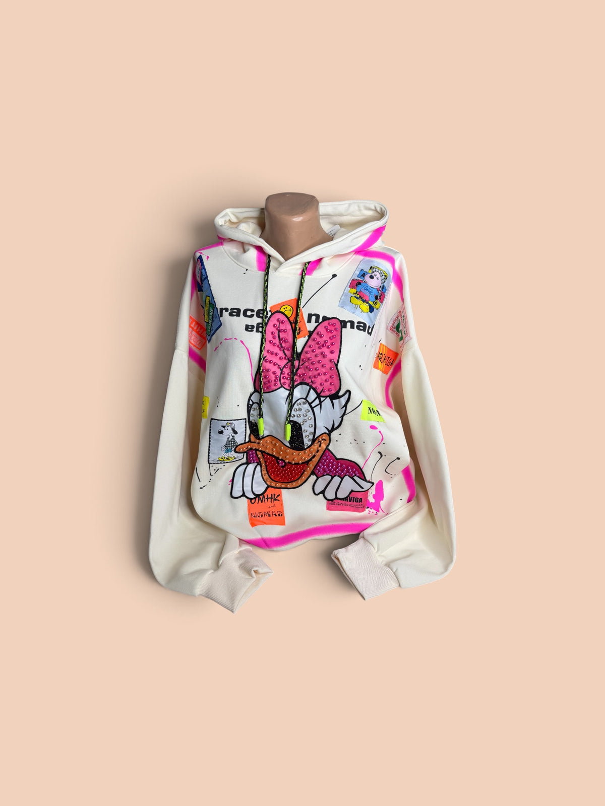 Hanorac Oversized Disney Daisy Duck – White & Pink